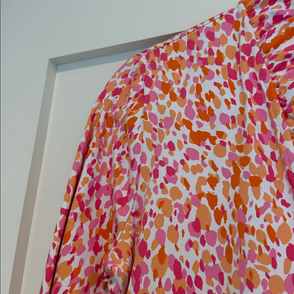 J. McLaughlin Pink and Orange Ruffled Blouse - Picture 3 of 5